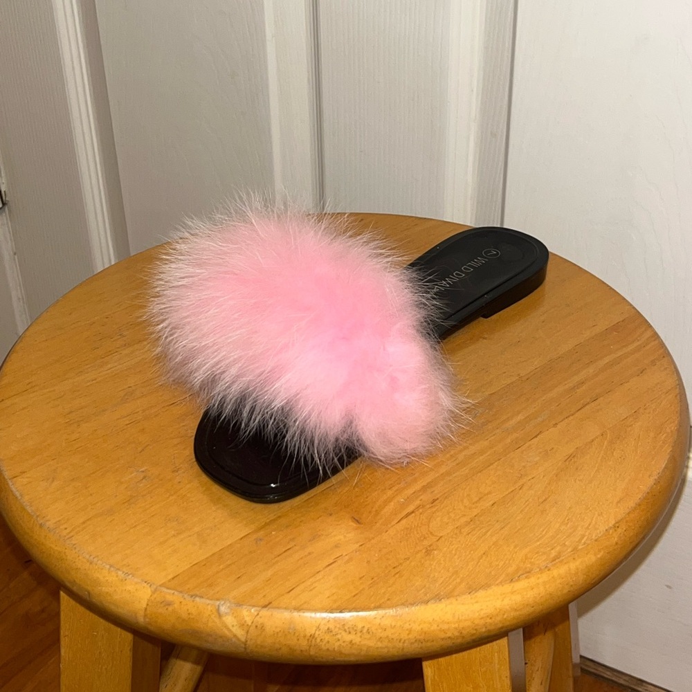 Pink Fluffy Slide Sandals